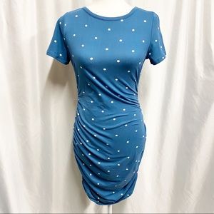 Piphany Blue & White Polka Dot Midi Laurel Dress